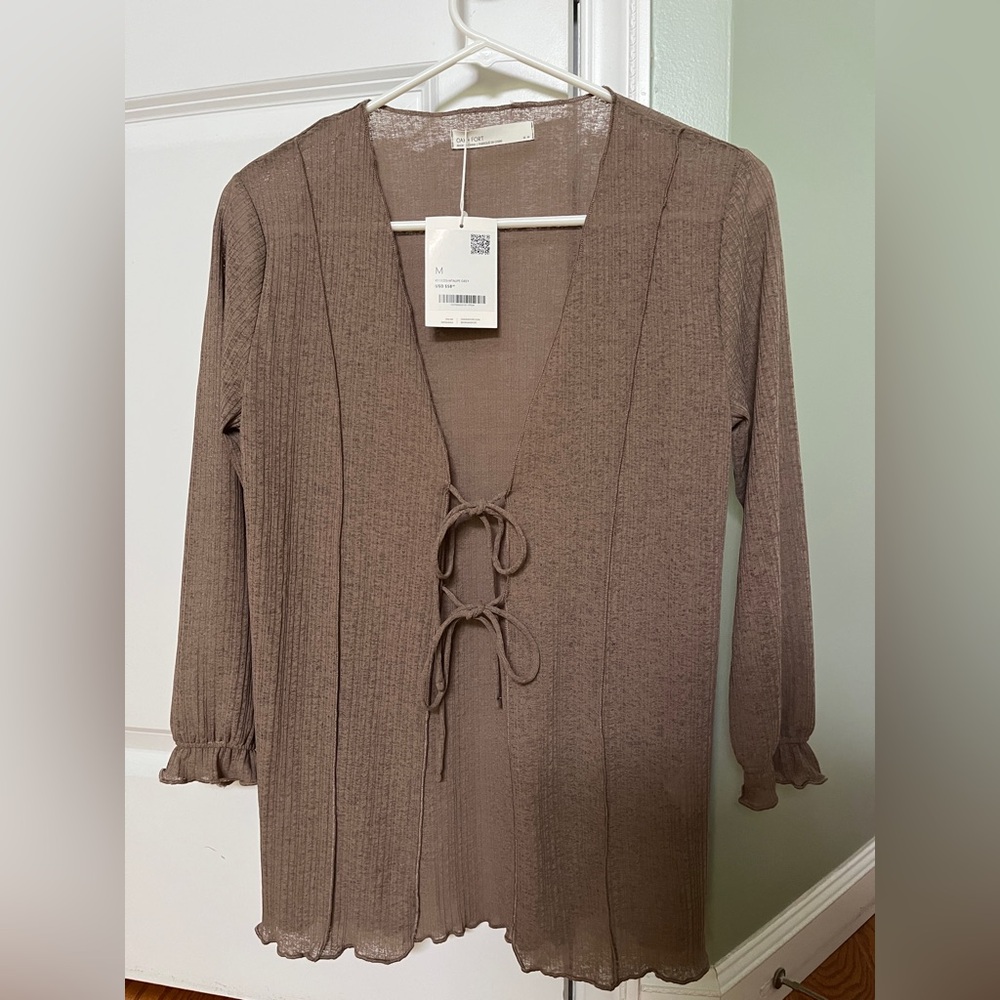 OAK + FORT Brown Cardigan Sweater